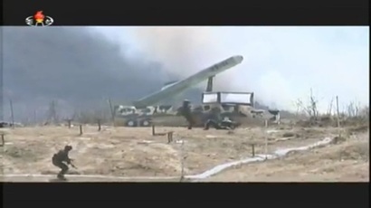 북한 특수부대의 ‘현무 3’ 미사일 폭파훈련 장면. 사진=조선중앙방송 캡처