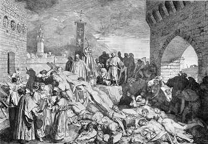 흑사병이 퍼진 1348년 이탈리아 피렌체의 광경을 그린 그림. 사진=위키미디어