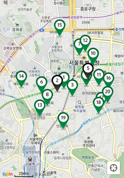 서울시청 반경 500m 이내에는 19개의 매장이 집중돼 있었다. 사진=스타벅스 앱 캡처