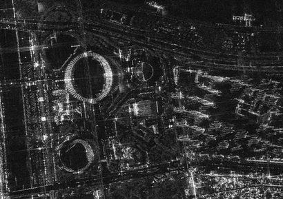 아리랑 5호 위성의 합성개구레이더가 촬영한 잠실 올림픽 주경기장 모습. 사진=항공우주연구원