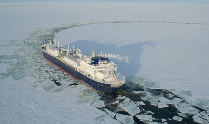 대우조선해양이 세계 최초로 수주해 인도한 ‘쇄빙액화천연가스운반선(쇄빙LNG선)’. 사진=대우조선해양 홈페이지