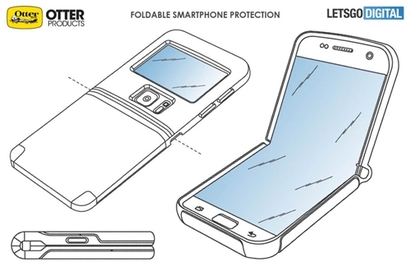오터박스가 지난해 6월 특허 출원한 폴더블폰용 일체형 케이스. 사진=레츠고디지털(LETSGODIGITAL)