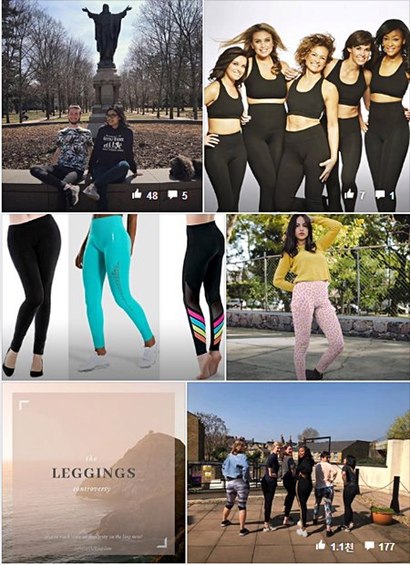 얼마 전 미국에서 ‘레깅스 논쟁’이 있었다. 페이스북에서 ‘#leggingsdayND’로 검색된 사진들.