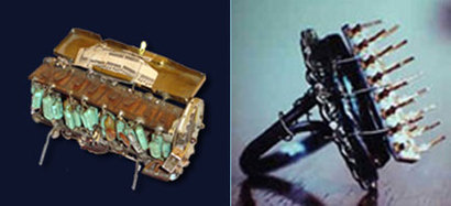 모레노가 발명한 초소형 전자피아노(왼쪽)와 최초 구상했던 스마트반지. 사진=rolandmoreno.free.fr