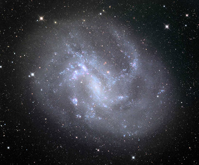 사냥개자리 방향으로 약 1400만 광년 거리에 떨어져 있는 왜소은하 NGC 4395의 모습. 천문학자들은 이 안에 숨어있을 것으로 추정되는 중간 질량 블랙홀을 발견했다. 사진=Mount Lemmon Observatory