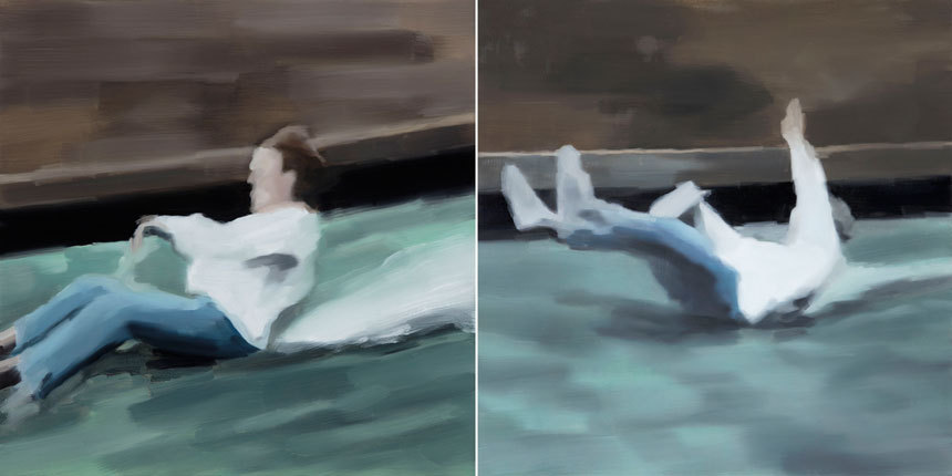 Video 4-1: 47x47cm Acrylic, Oil on canvas 2017(왼쪽), Video 4-2: 47x47cm Acrylic, Oil on canvas 2018(오른쪽).