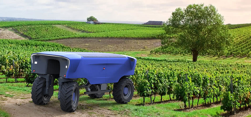 ‘비티봇(Vitibot)’은 와인 재배를 돕는 로봇을 설계·제작해 판매하는 스타트업이다. 이 로봇은 스스로 포도밭 고랑 사이를 누비고 다니며 토양을 고르고 잡초를 제거한다. 사진=비티봇