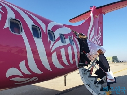 하이에어는 LCC들이 주로 채택하는 항공기 리스 방식 대신 2019년 6월에 ATR 72-500 1호기, 9월에 같은 기종 2호기를 직접 구입했다. 사진=이송이 기자