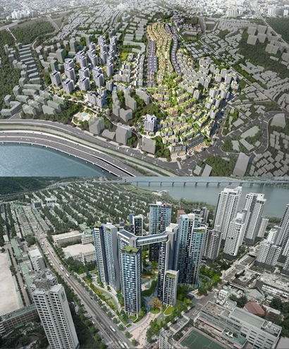 한남3구역(위)과 신반포15차아파트 정비사업 조감도. 사진=서울시 재개발·재건축 클린업시스템