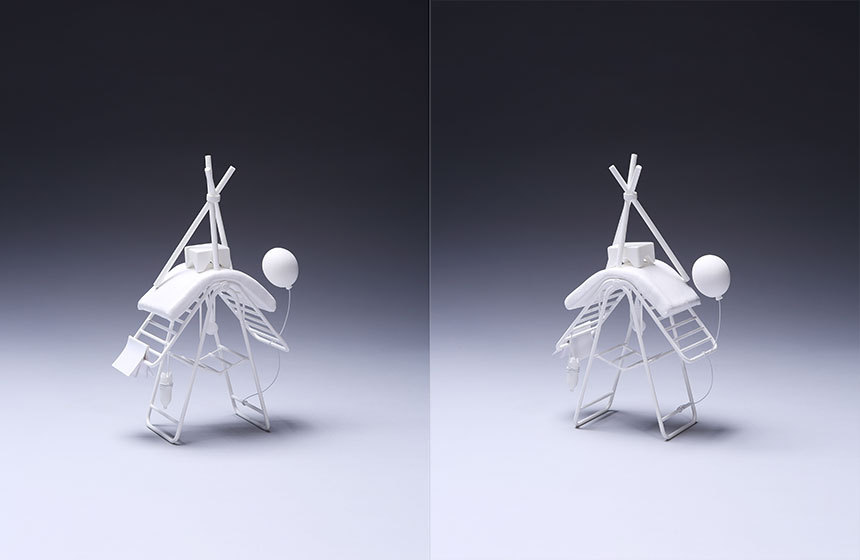White toys series, sculpture-1: 20×20×20cm Mixed media 2018