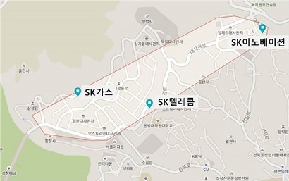 SK 계열사인 SK이노베이션과 SK가스도 성북동 대사관로에 단독주택을 보유 중이다. 사진=구글 지도 캡처