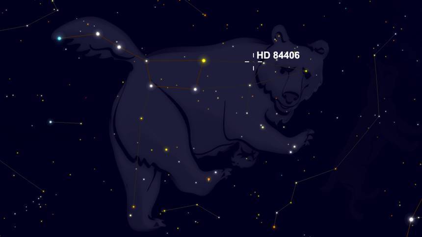 제임스 웹의 첫 연습 타깃이 된 별 HD84406은 큰곰자리에 있다.