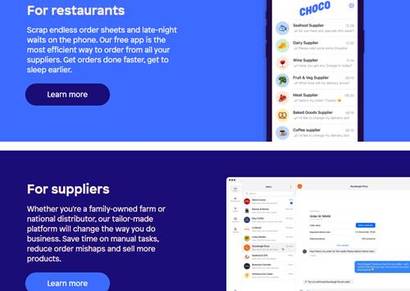식당과 식품 도매상을 연결하는 플랫폼 초코(Choco). 사진=choco.com