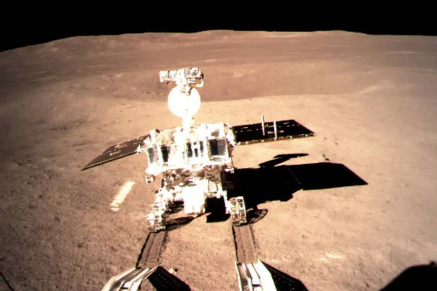달 뒷면에 착륙한 중국의 유투2 탐사 로봇. 사진=China National Space Administration