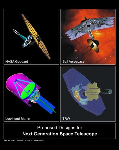 1990년대 계획 초기에 제안된 제임스 웹 우주 망원경의 다양한 디자인안. 사진=NASA/ESA