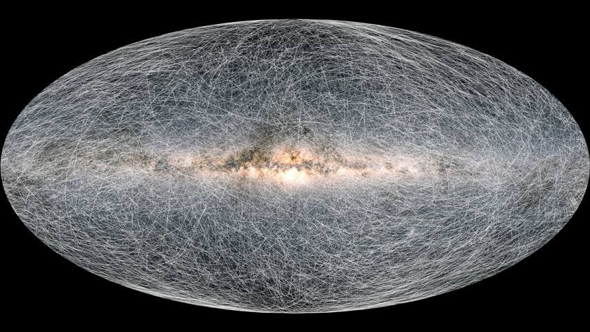 가이아 탐사선으로 관측한 우리 은하 속 별들의 움직임을 표현한 지도. 사진=ESA/Gaia/DPAC; CC BY-SA 3.0 IGO. Acknowledgement: A. Brown, S. Jordan, T. Roegiers, X. Luri, E. Masana, T. Prusti and A. Moitinho