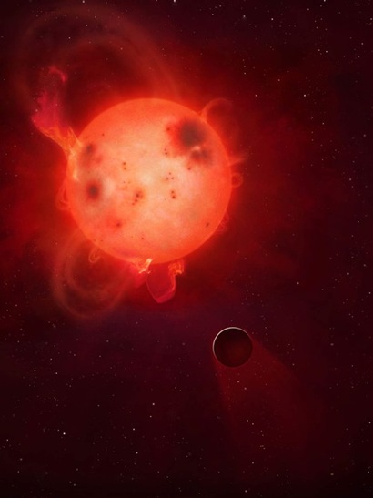 적색왜성 주변을 맴도는 외계행성 Kepler-438을 표현한 상상도. 이미지=Mark A. Garlick/University of Warwick