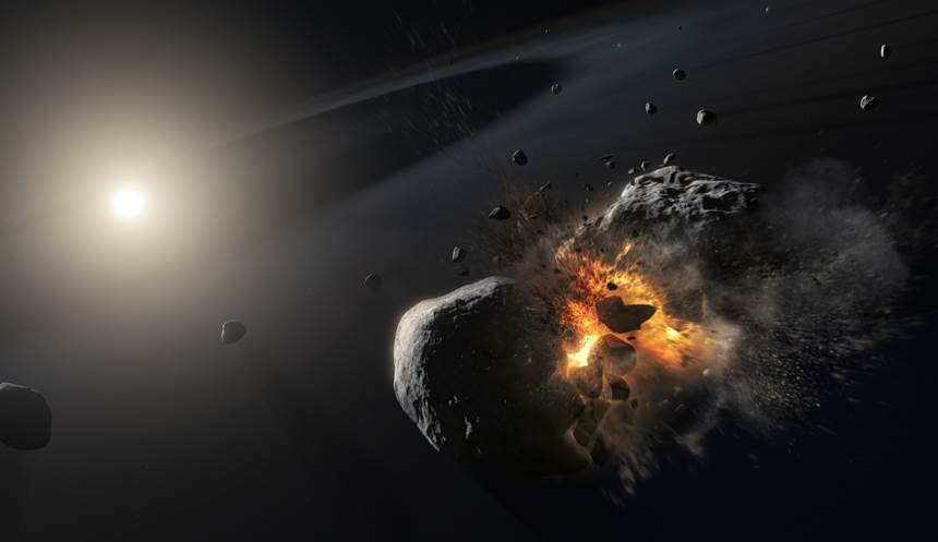포말하우트 주변 먼지 원반은 크고 작은 소행성과 행성이 계속 충돌하면서 생긴 파편으로 채워져 있을 것이다. 사진=ESA, NASA and M. Kornmesser