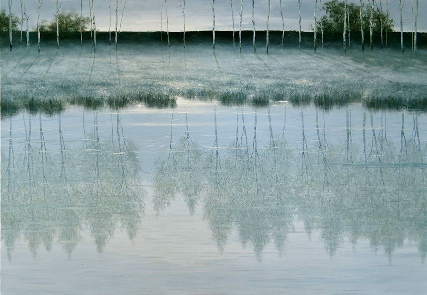 木印千江-천개의 강에 나무를 새기다(2015), 162x112cm, 캔버스에 혼합재료.