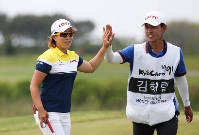 교촌 허니 레이디스오픈 3라운드에 나선 김해림. 사진=KLPGA 페이스북