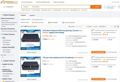 중국 알리바바에 등록한 IMSI 캐처 장비. 노트북 한 대 정도의 가격에 불과하다. 다만 이러한 기기를 우리나라에서 주문해서 운용하는 것은 엄연한 불법이다. 사진=알리바바 홈페이지 캡처