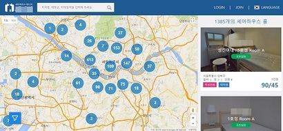 한 셰어하우스 검색 사이트엔 수도권 지역 매물만 1385개다. 사진=홈페이지 캡처