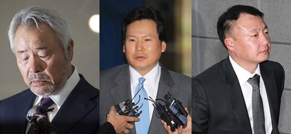 왼쪽부터 정우현 전 미스터피자 회장, 최철원 전 M&M 사장, 정일선 현대비앤지스틸 대표이사 사장. 사진=이종현 기자·연합뉴스