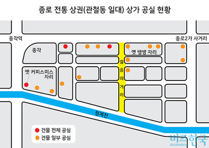 ‘비즈한국’이 직접 종로 전통 상권의 공실 상가를 조사했다.