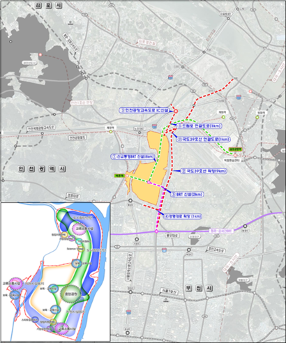 인천 계양테크노밸리 신도시 개발 예정지(노란색). 사진=국토교통부