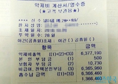 허가초과요법을 이용하면 변이 양성 판정을 받지 않은 환자들도 2차치료제로 타그리소를 처방받을 수 있다. 그러나 이럴 경우 환자가 약제의 모든 비용을 부담해야 하는데 가격은 28알 기준 600만 원을 웃돈다. 사진=독자 제공