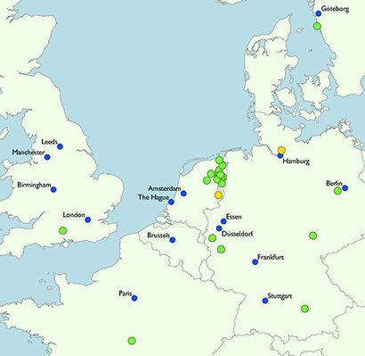 네덜란드 기지를 중심으로 영국, 프랑스, 독일 등 주변 유럽 국가 곳곳에 안테나 어레이와 기지가 설치되어 한마음 한뜻으로 협심해서 우주를 관측한다. 최근 2018년 이탈리아도 이 프로젝트에 참여하기 시작했다. 사진=https://bit.ly/2NzwHGr
