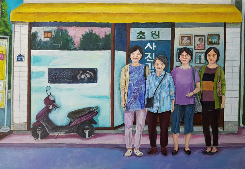 모친과 추억여행: 72.5×50cm 면캔버스에 아크릴 2018