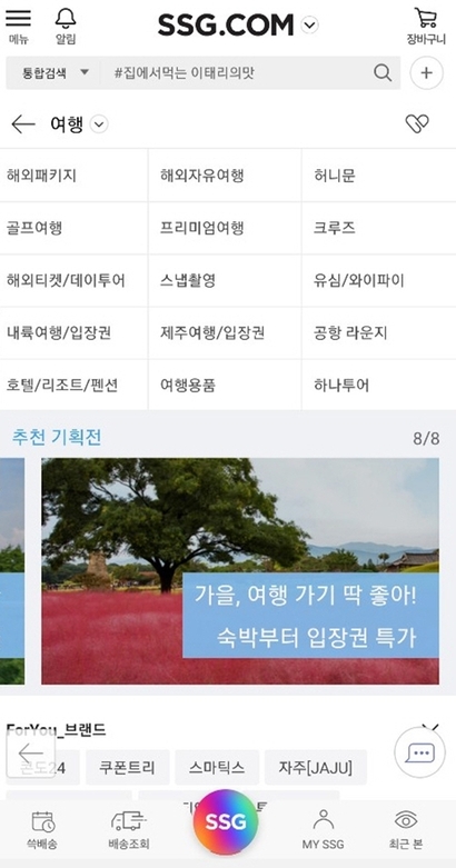 신세계그룹 통합 쇼핑몰 SSG닷컴도 내년 5월 오픈을 목표로 여행 카테고리를 정비 중이다. 하지만 실무 관계자들에 따르면 이들이 투자·개발하고 있는 여행 카테고리의 실효성에 대해서는 의문이다.​사진=SSG닷컴 캡처