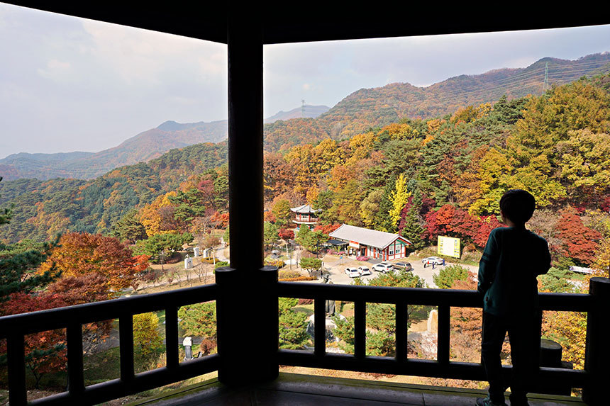 박달재는 거란군과 몽골군을 격퇴한 전략적 요충지이기도 하다. 전망대에서 바라본 가을 풍경. 사진=구완회 제공