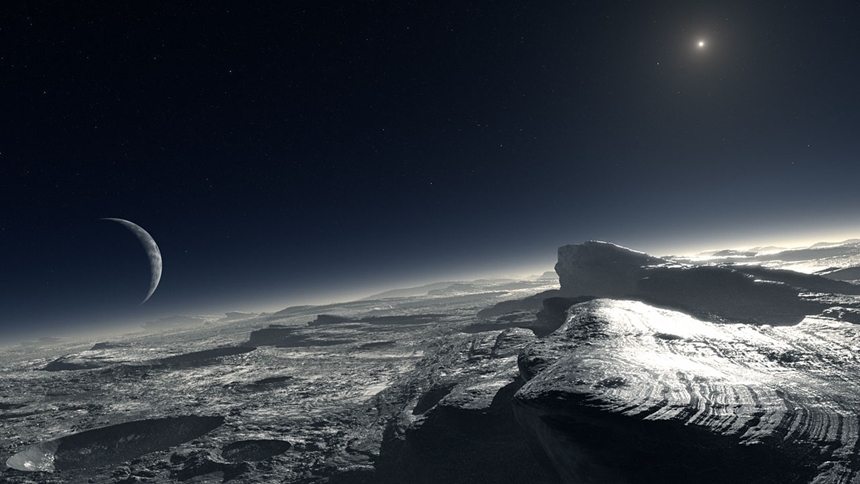 뉴호라이즌스가 명왕성의 실제 사진을 찍기 전까지 대부분의 천문학자들과 미디어가 상상한 명왕성의 모습이다. 이미지=ESO/L. Calçada