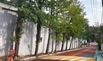 서울 전통 부촌의 대명사인 성북동에는 14년간 공터로 방치된 대부지가 있다. 대사관로5길에서 바라본 현장.  사진=유시혁 기자