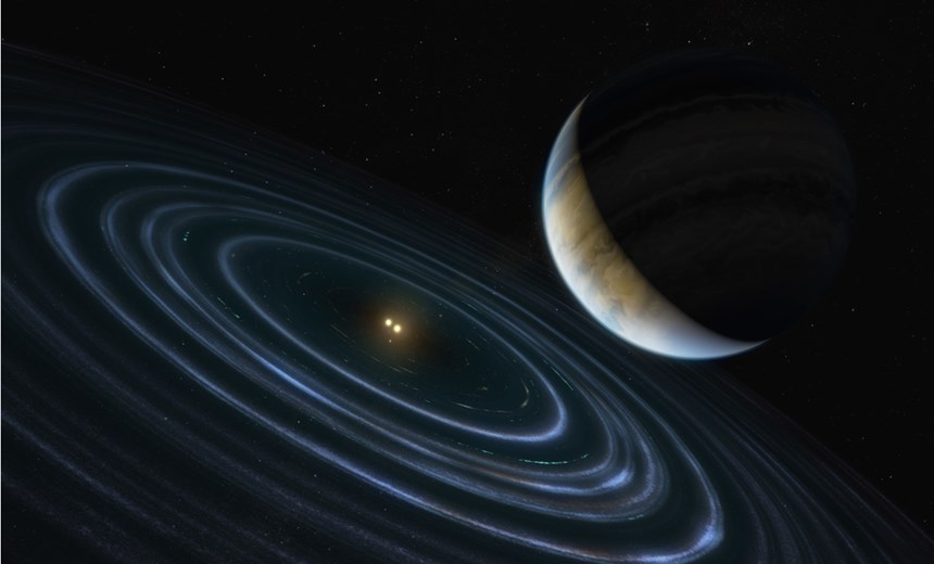 새롭게 궤도가 밝혀지면서, 별에서 무려 천억 km 이상 먼 거리에서 안정적인 궤도를 유지하고 있는 행성으로 확인된 HD 10690b의 모습을 표현한 상상도. 이미지=NASA, ESA, M. Kornmesser(ESA/Hubble)