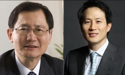 박찬구 회장(왼쪽)과 조카 박철완 상무. 사진=금호석유화학