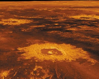 금성 표면에서 발견된 크레이터. 사진=NASA/JPL-Caltech