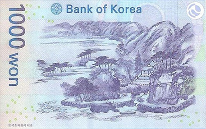 1000원짜리 지폐 뒷면에 그려진 그림은 겸재 정선의 작품이다.