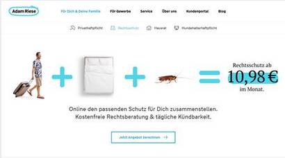 아담 리제는 기존 보험사가 론칭한 스타트업 브랜드로, 100% 디지털 보험 상품 판매 및 청구 등을 목표로 하고 있다. 사진=adam-riese.de