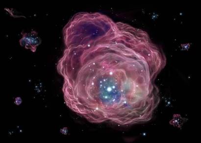 우주에서 처음으로 탄생한 종족 III 별을 표현한 그림. 아직 우주에 무거원 중원소가 존재하지 않던 시절에 탄생했으므로 별 전체가 오직 수소와 헬륨으로만 이루어졌을 것이다. 이미지=NAOJ
