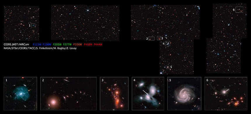 제임스 웹이 새롭게 담은 더 거대한 딥필드의 전체 이미지. 사진=NASA/STScI/CEERS/TACC/S. Finkelstein/M. Bagley/R. Larson/Z. Levay