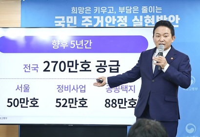 건설원가 수준으로 공급되는 청년원가주택은 시행 전부터 로또 분양으로 변질될 수 있다는 우려의 시선을 받고 있다. 지난 8월 국민 주거안정 실현방안을​ 발표하고 있는 원희룡 국토교통부 장관. 사진=임준선 기자