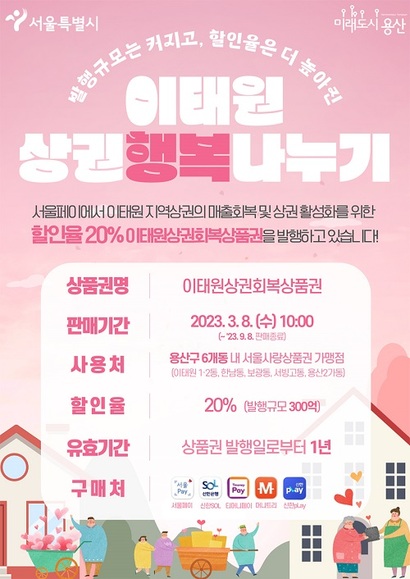 서울시는 예상보다 판매가 저조하다는 이유로 할인율을 20%로 높여 2차로 이태원상권회복상품권 발행을 시작했다. 사진=서울특별시