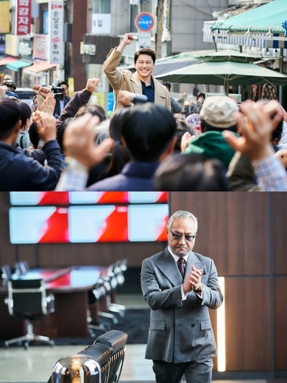 욕망에 분연한 여성 캐릭터들 사이에서 그나마 큰 역할을 맡은 백재민(류수영)과 칼 윤(이경영). 어린 시절 겪은 트라우마로 잘못된 욕망에 사로잡힌 백재민은 사실 손영심 회장의 손에 놀아나는 꼭두각시 역할. 칼 윤 또한 나름의 이유는 있으나 손영심 회장의 지시로 백재민을 돕는 상황이다. 사진=넷플릭스 제공