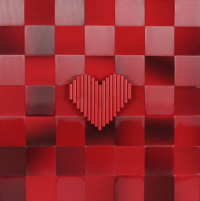 Love: 45×45cm Staples, lenticular weaving 2022