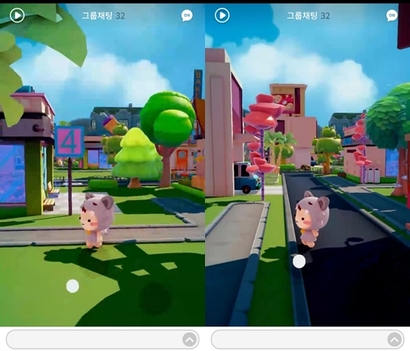 컬러버스는 현재 오픈 베타 출시 준비 중으로 모바일 웹에서 데모 버전을 확인할 수 있다. 카카오 타운 이미지(위)와 컬러버스 데모 쇼룸. 사진=넵튠 제공, 컬러버스 캡처 