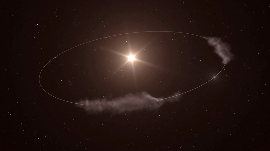 라그랑주 포인트에 놓여 함께 같은 궤도를 돌고 있는 두 행성의 존재는 지구에 벌어졌던 대충돌 가설에 힘을 실어준다. 사진=ESO/L. Calçada