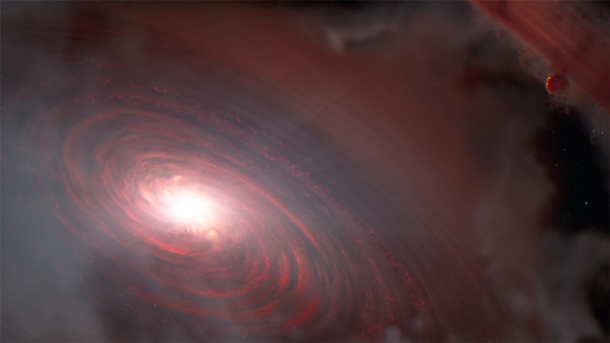PDS 70 별 주변 먼지 원반의 모습을 표현한 상상도. 사진=NASA, ESA, CSA, Joseph Olmsted(STScI)